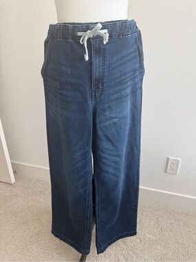 Room 34 Like New Wide-Leg Drawstring Jeans for Women - Dark Blue